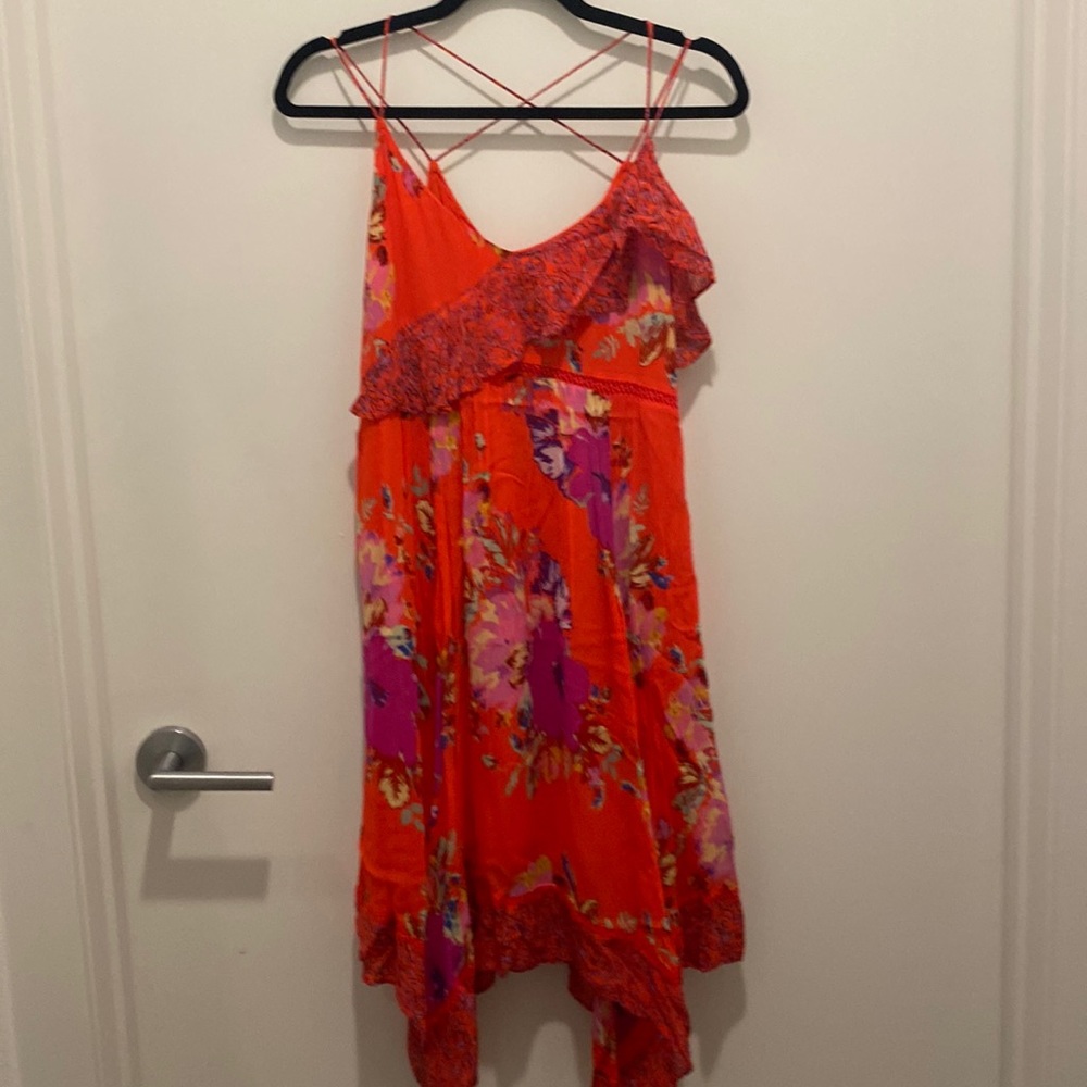 Anthropologie Maeve Coral Pink Fushia Floral Sundress